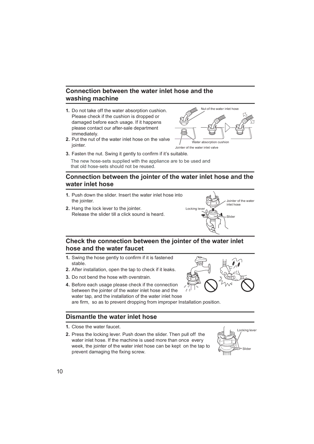 Haier HWM80-928NZP user manual Dismantle the water inlet hose 