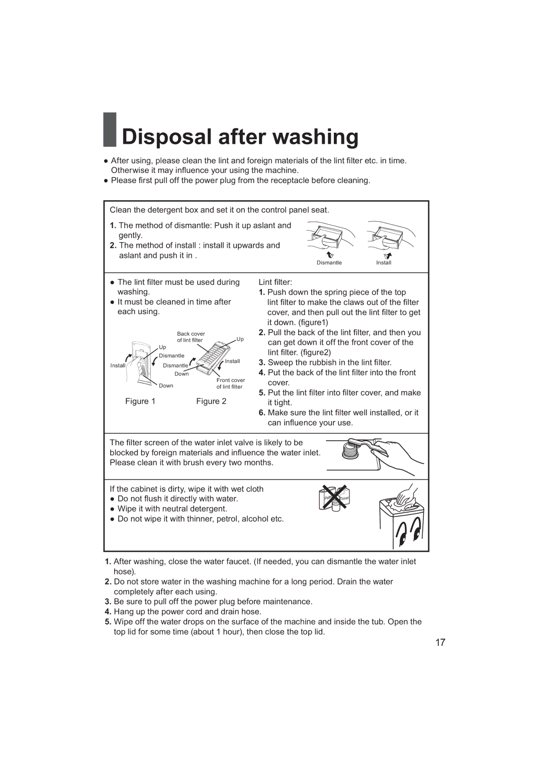 Haier HWM80-928NZP user manual Disposal after washing 