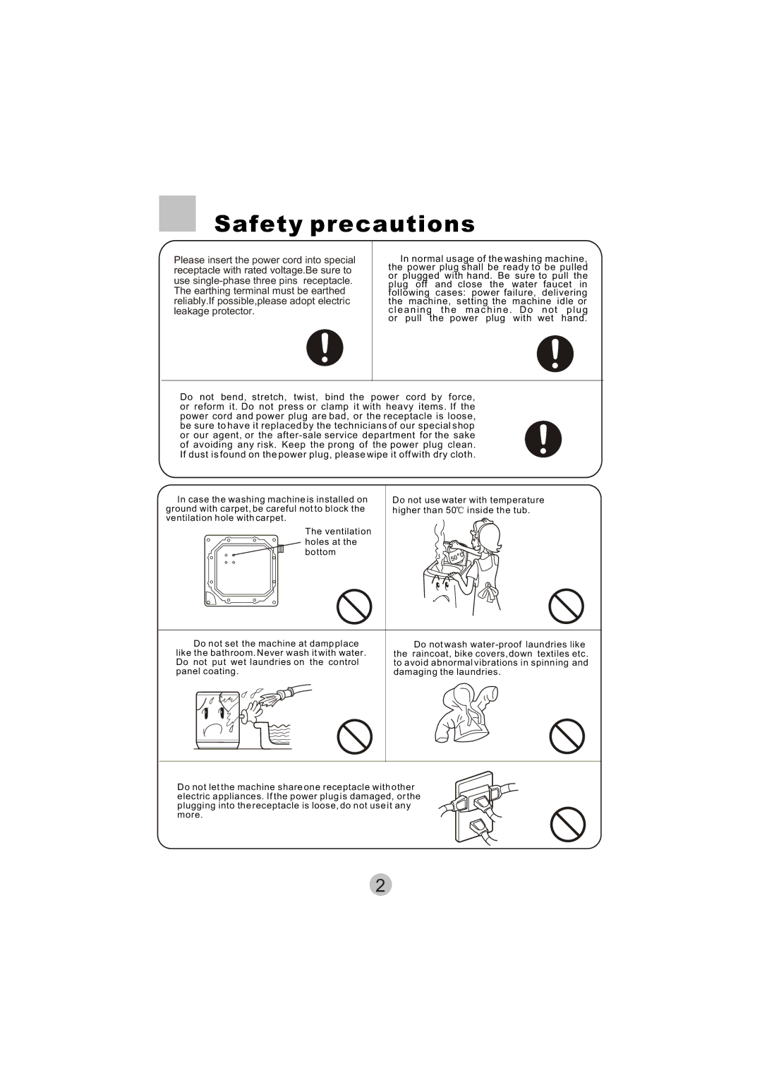 Haier HWM8000 user manual Safety precautions 