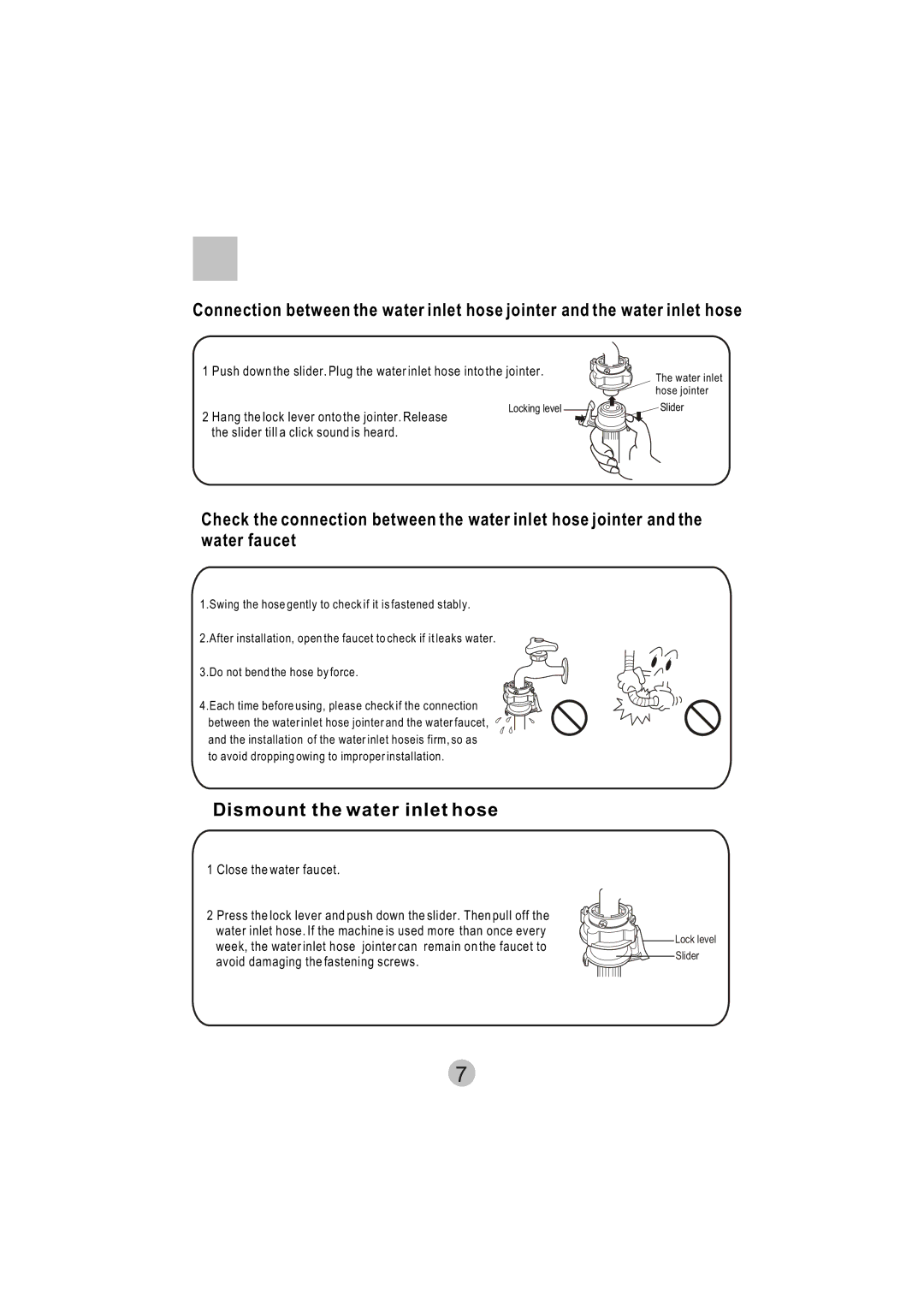 Haier HWM8000 user manual Dismount the water inlet hose 