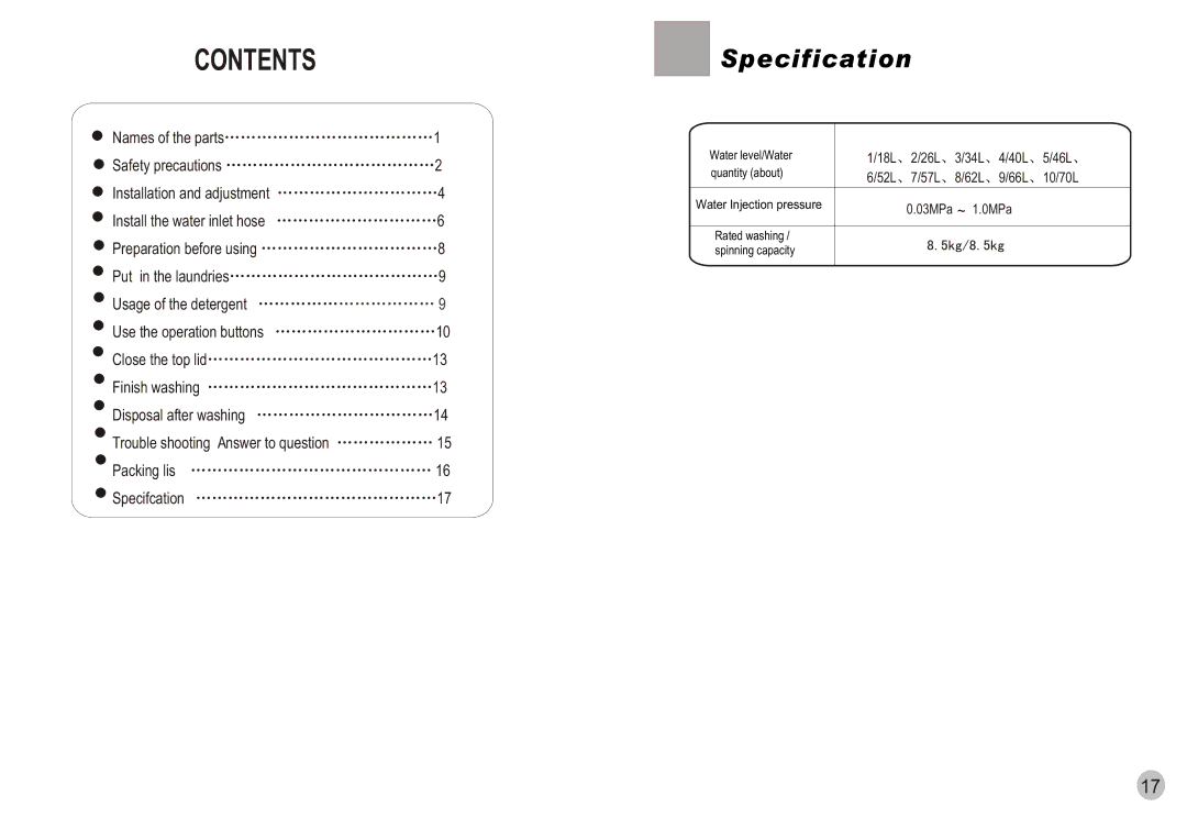 Haier HWM85-728 user manual Contents 