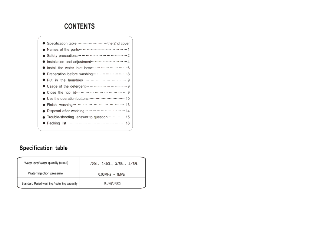 Haier HWM88-0566T user manual Contents 