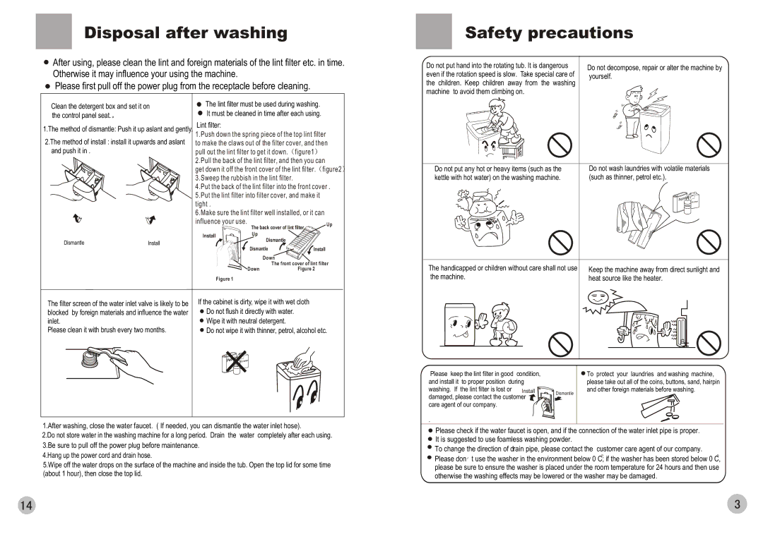 Haier HWM90-0566 user manual Disposal after washing 