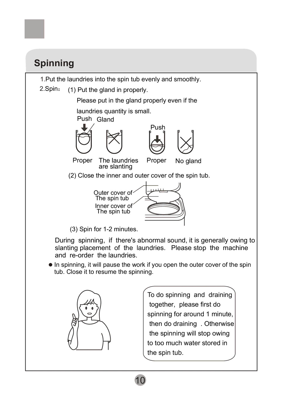 Haier HWM90-0713S user manual ´ µ Ó Ð ë Ö ª, Spinning 