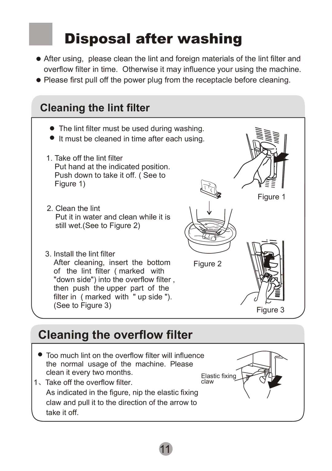 Haier HWM90-0713S user manual Disposal after washing, Cleaning the lint filter 