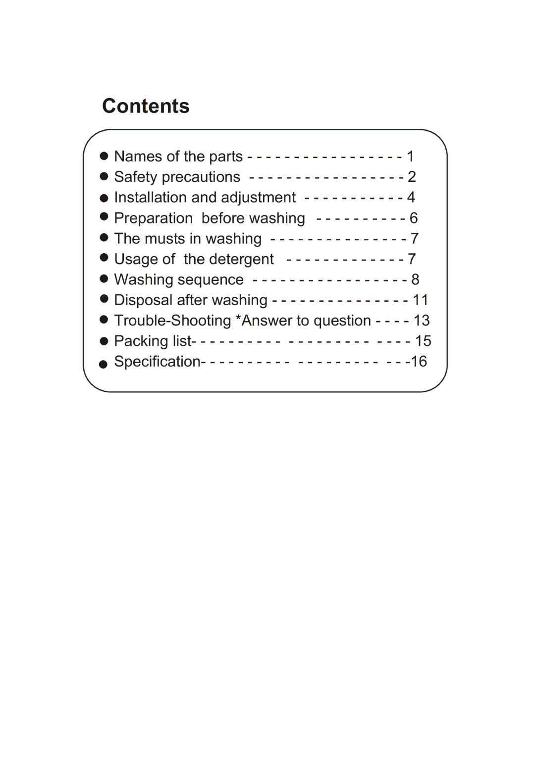 Haier HWM90-0713S user manual Contents 