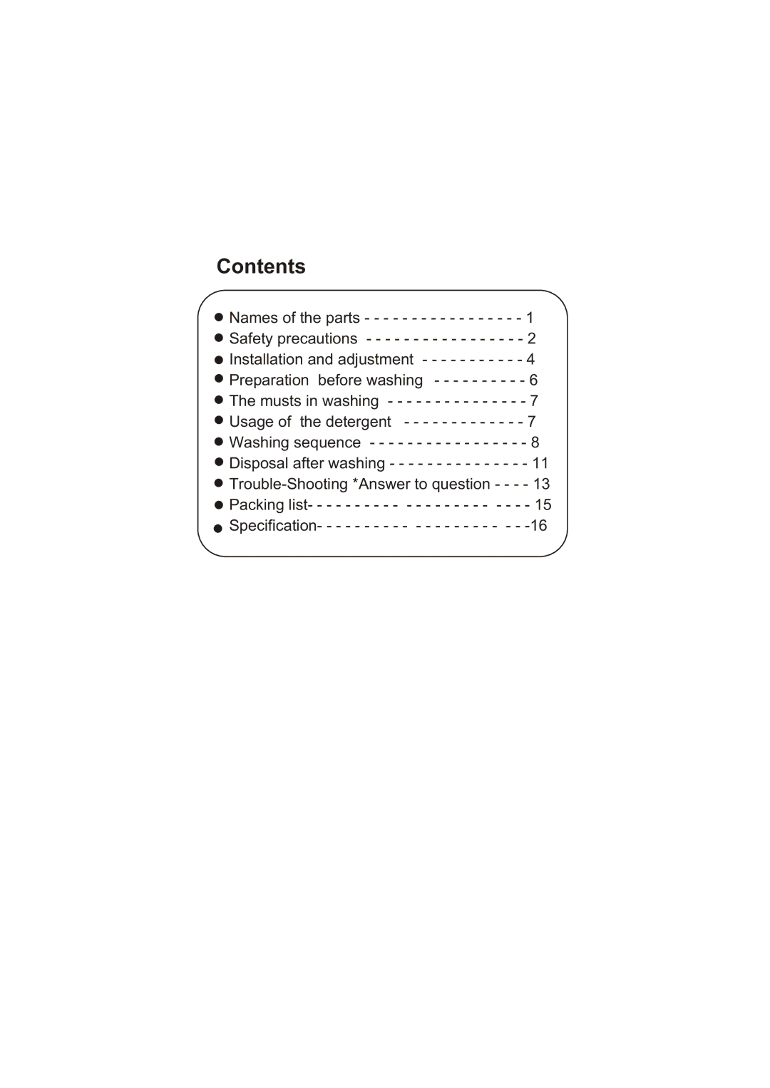 Haier HWM90-0713S user manual Contents 