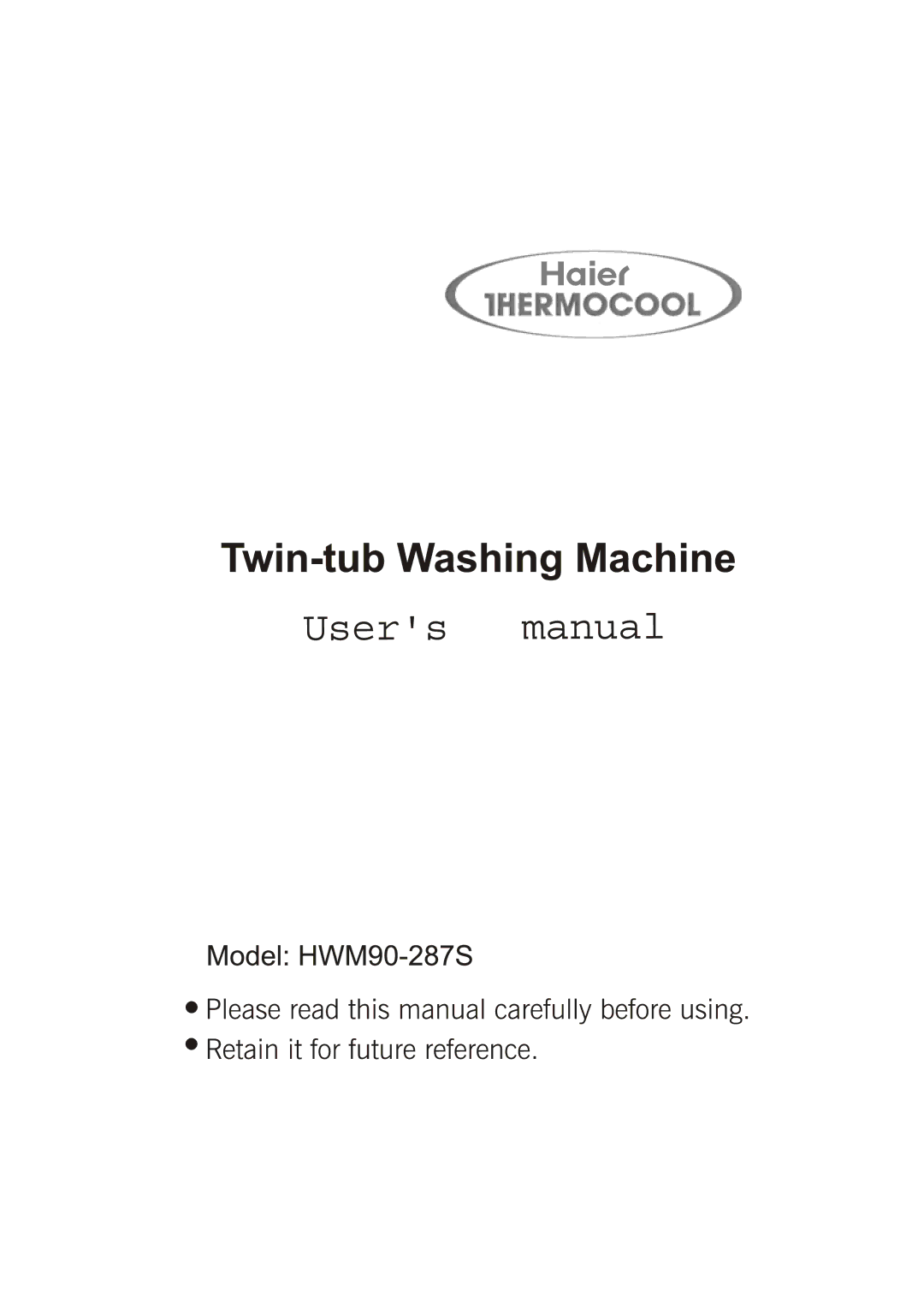 Haier HWM90-287S manual 