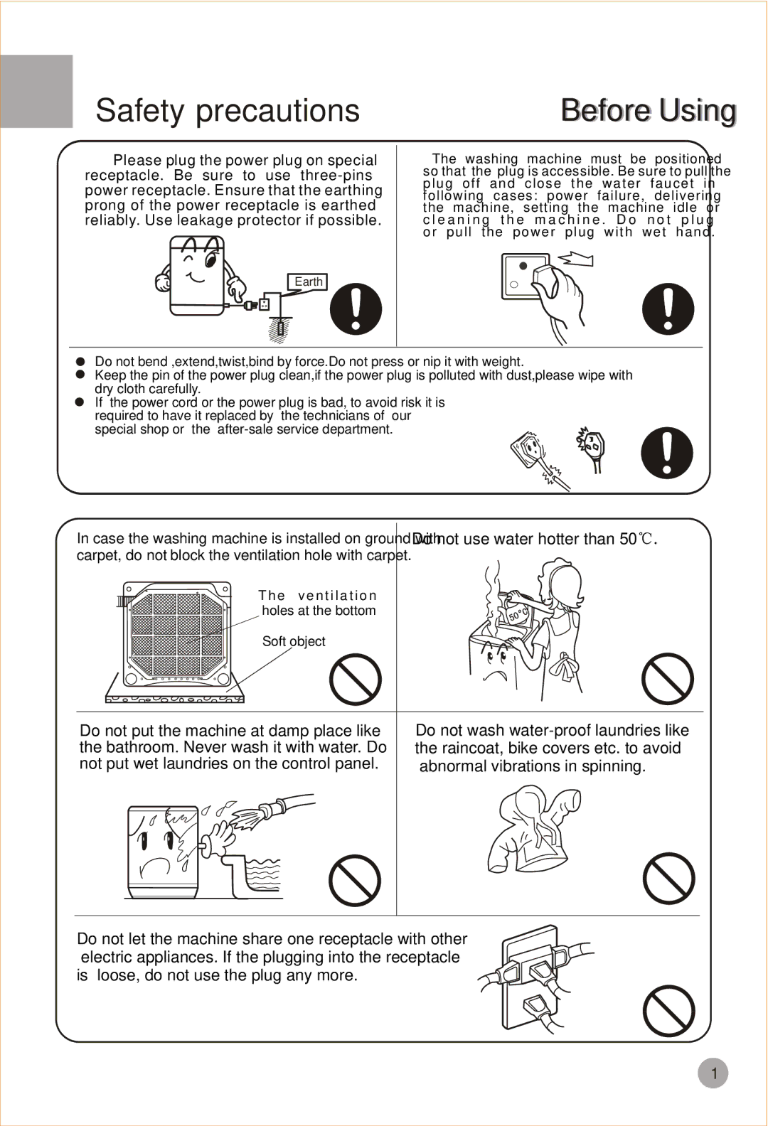 Haier HWM90-98 user manual Safety precautions 