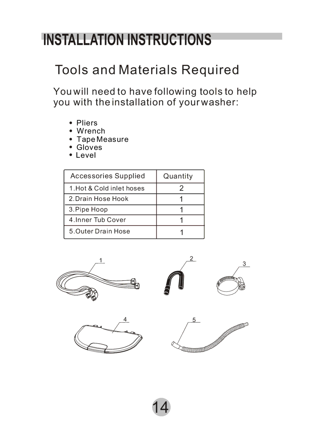 Haier HWM90DD manual Installation Instructions, Tools and Materials Required 