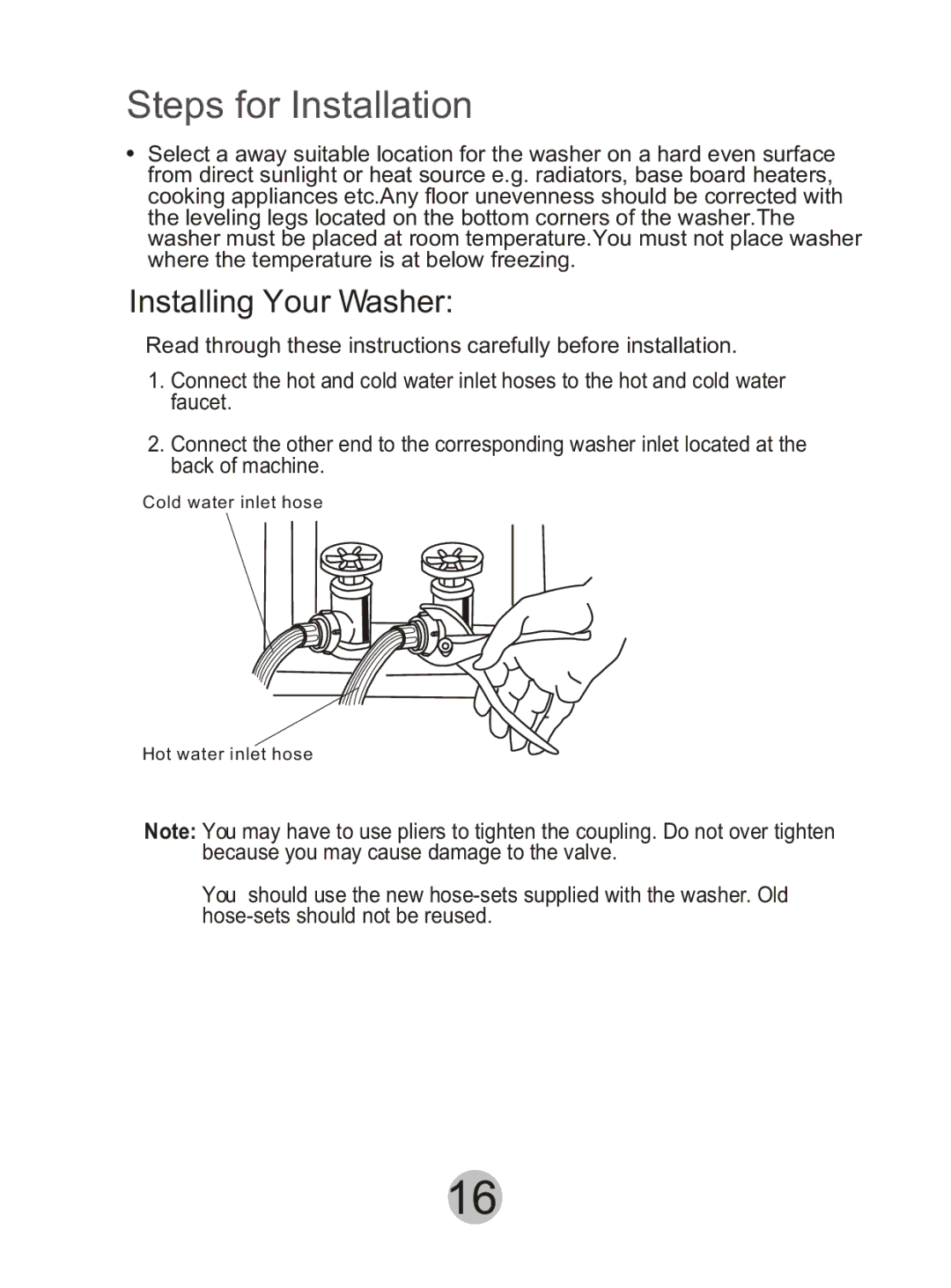 Haier HWM90DD manual Steps for Installation, Installing Your Washer 