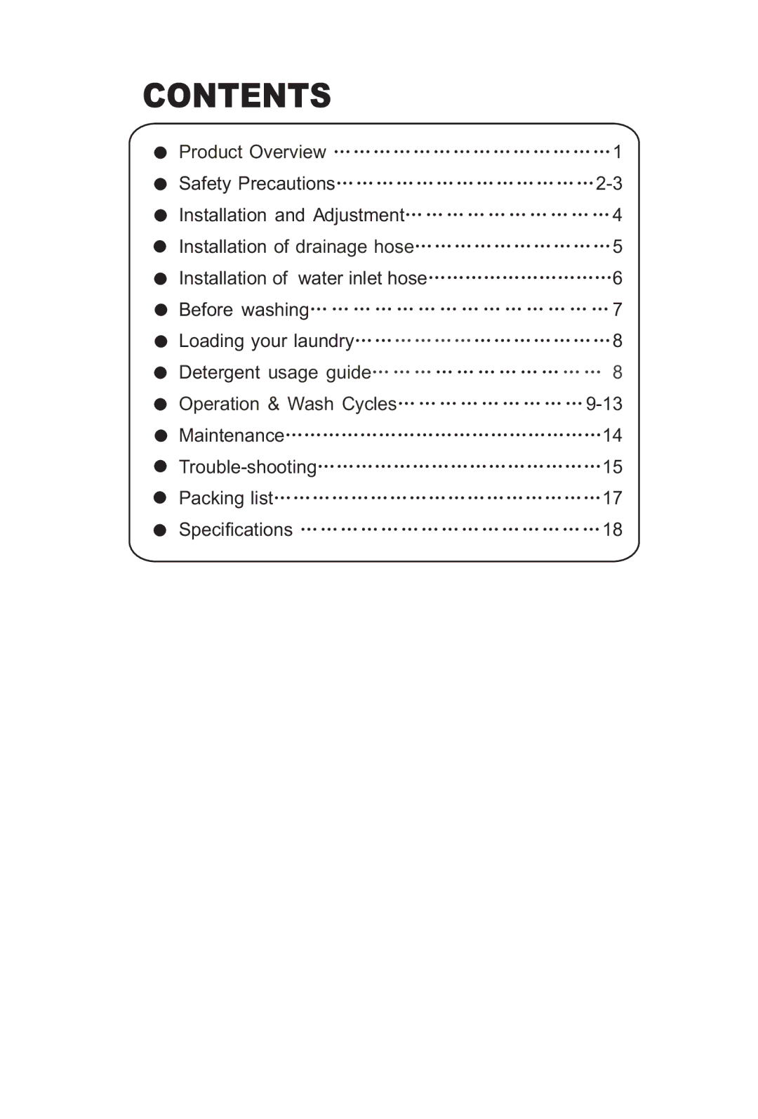 Haier HWMP65-918 user manual Contents 