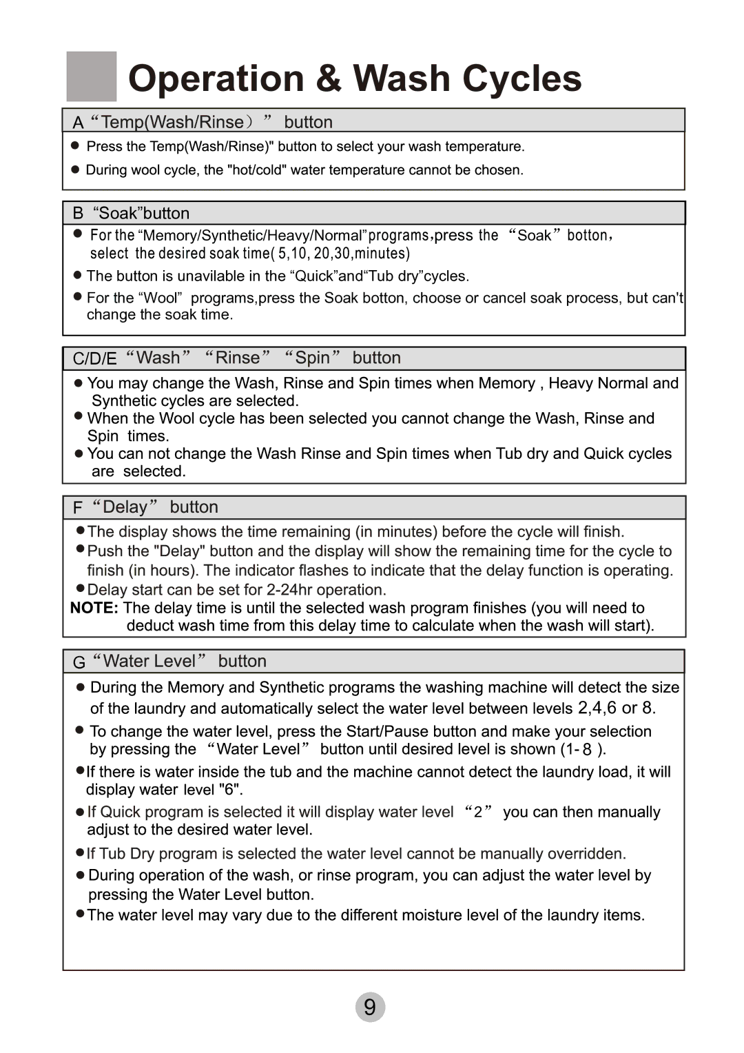 Haier HWMP75-918 user manual Operation & Wash Cycles 