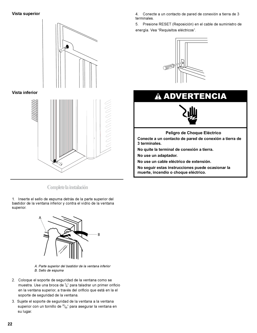 Haier HWR06XCJ, 0010518358 manual Completelainstalación, Vista superior Vista inferior 