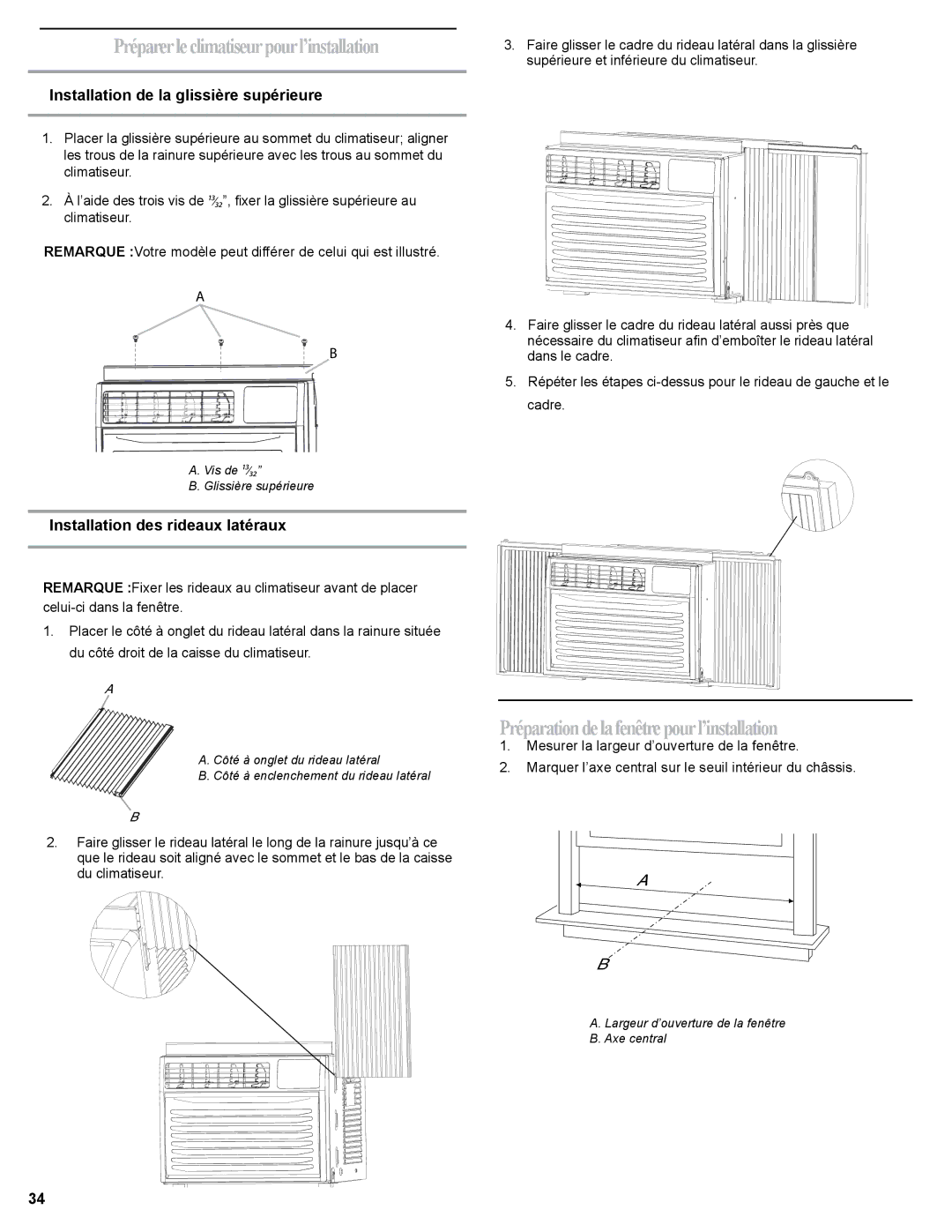 Haier HWR06XCJ, 0010518358 manual Préparerleclimatiseurpourl’installation, Préparationdelafenêtrepourl’installation 