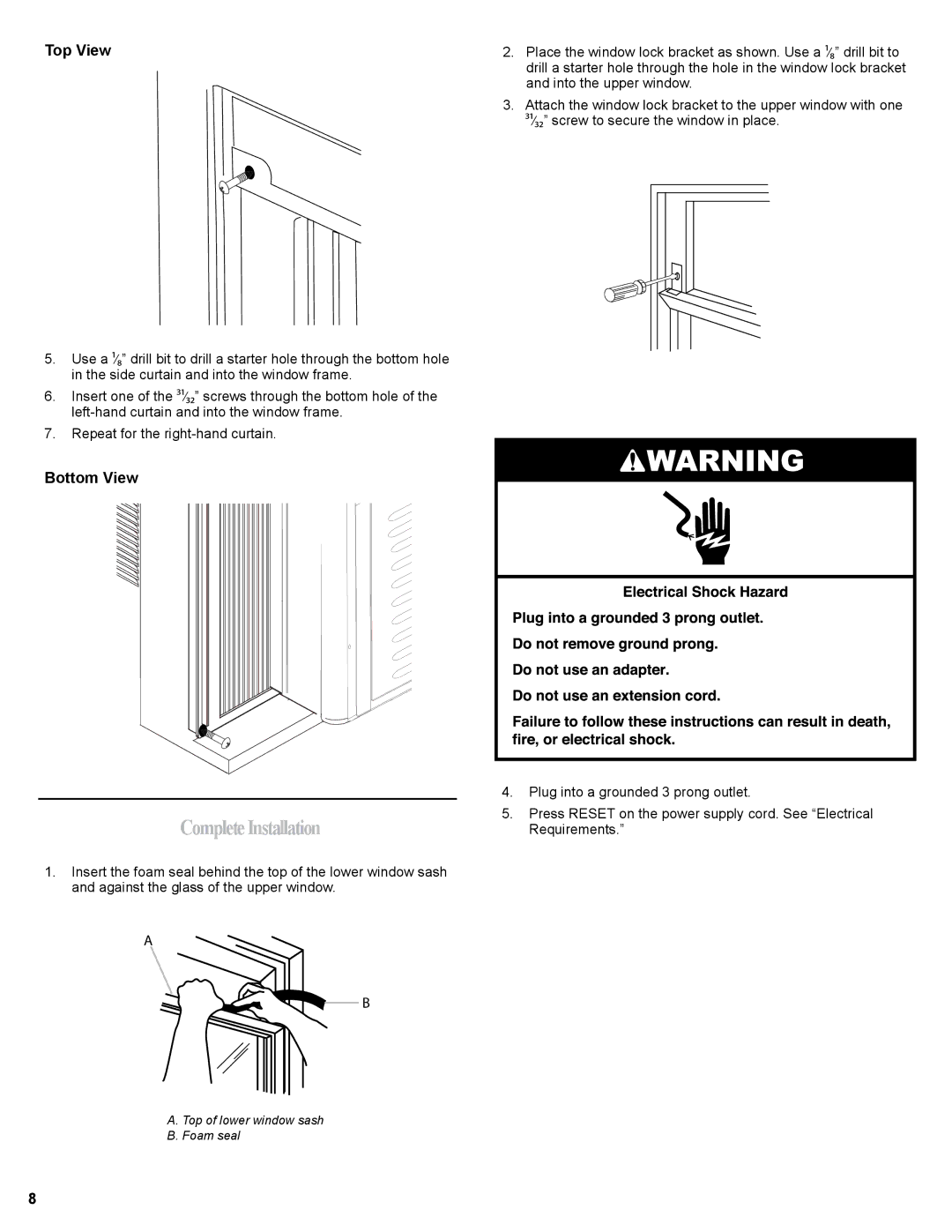 Haier HWR06XCJ, 0010518358 manual CompleteInstallation, Top View, Bottom View 