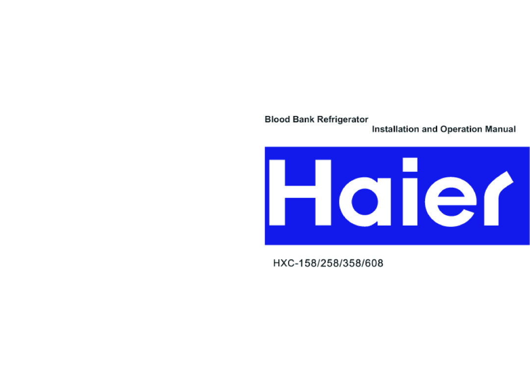 Haier HXC-358, HXC-608, HXC-258, HXC-158 manual 