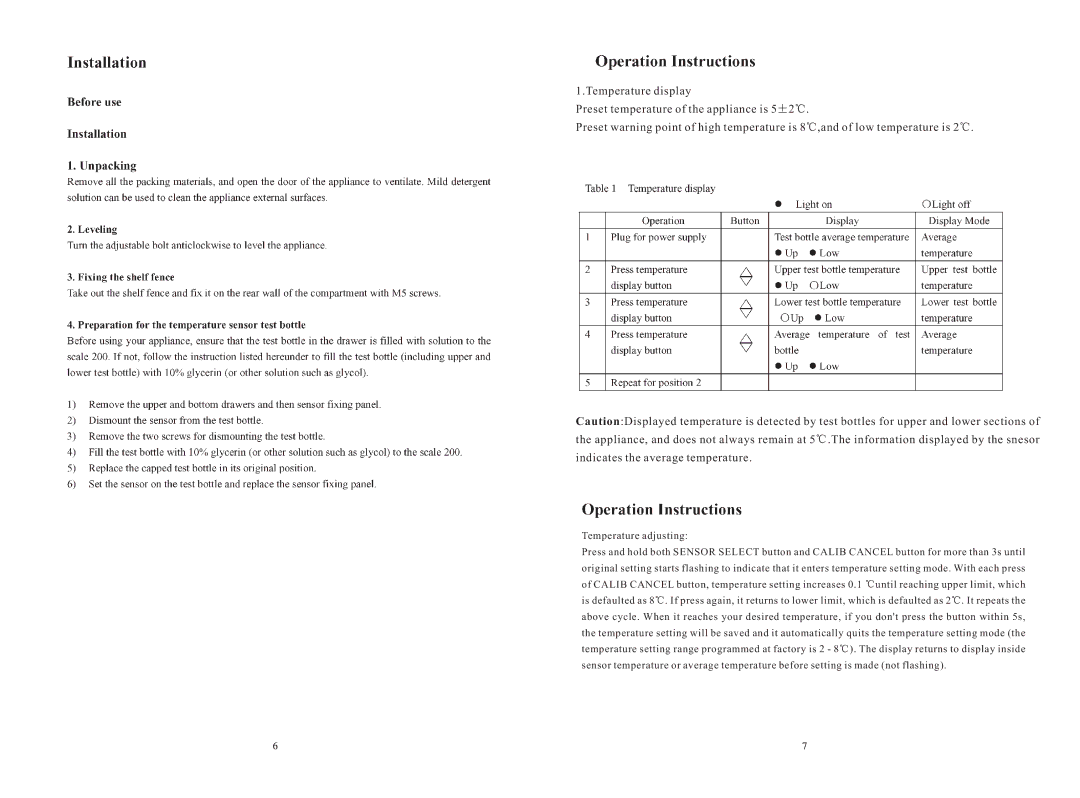 Haier HYC-260-360 operation manual 