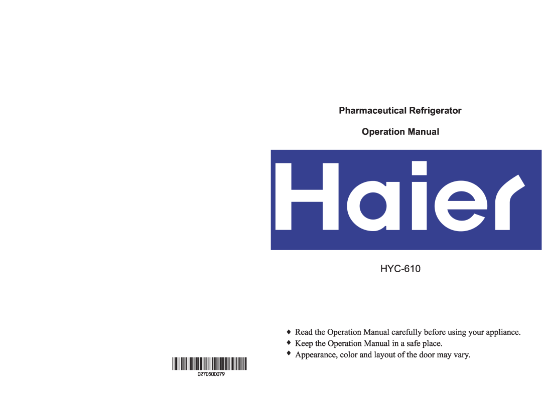 Haier HYC-610 operation manual 