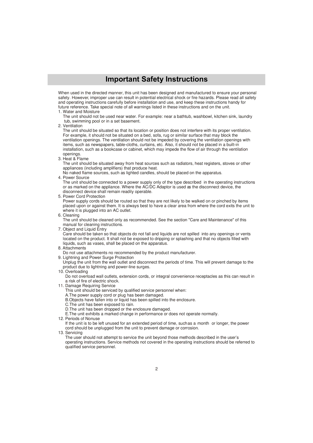 Haier IPD-01 manual Important Safety Instructions 