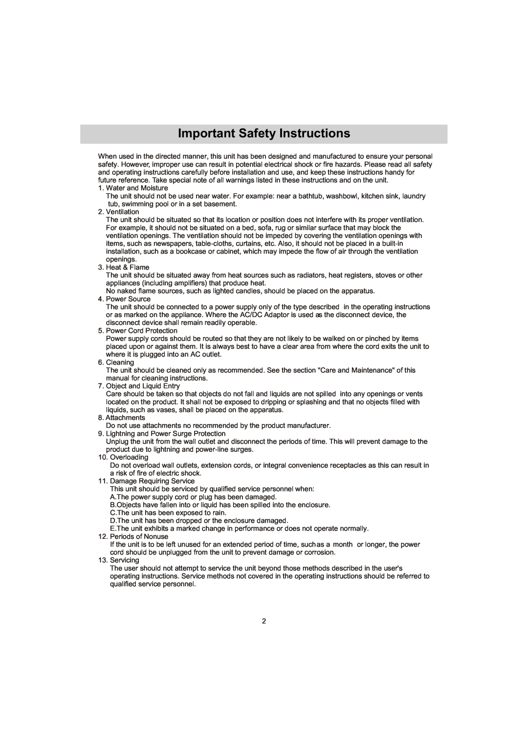 Haier IPD-01 manual Important Safety Instructions 