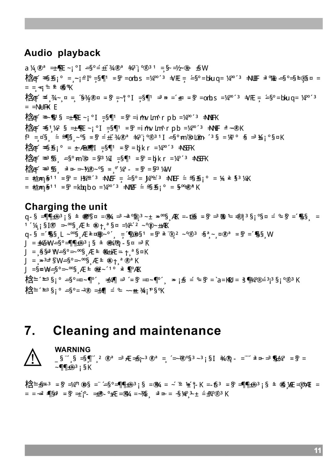 Haier IPDS-20 user manual Cleaning and maintenance, Audio playback, Charging the unit 