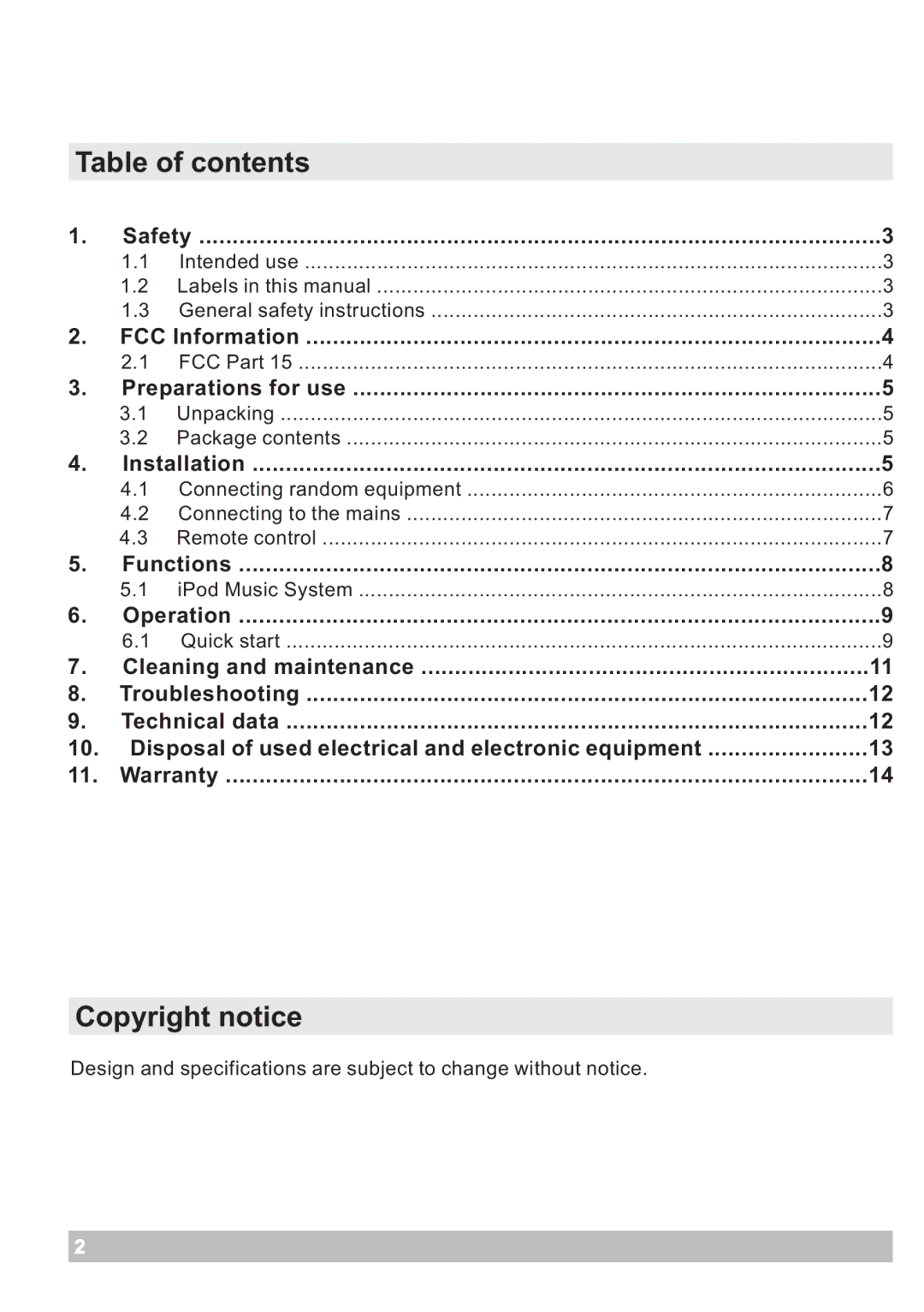 Haier IPDS-20 user manual Copyright notice 