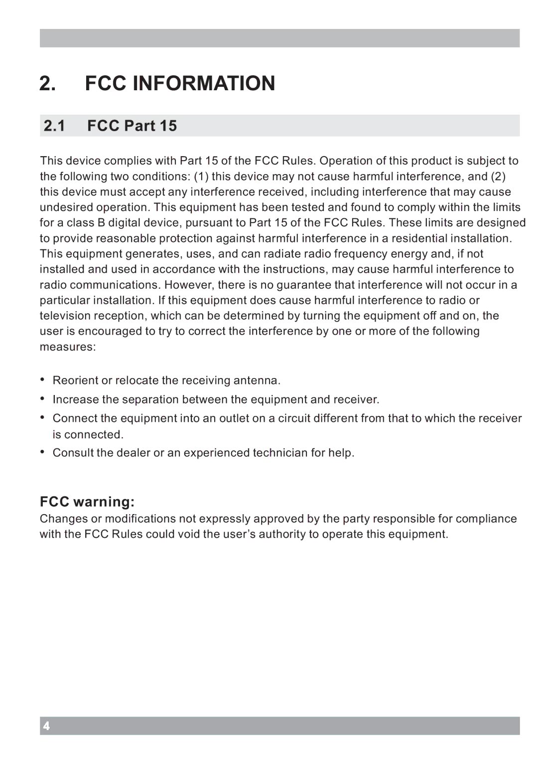 Haier IPDS-20 user manual FCC Information, FCC Part 