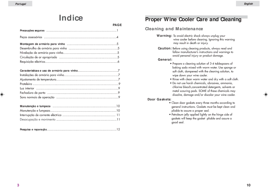 Haier JC-82G user manual Cleaning and Maintenance, General, Door Gaskets 