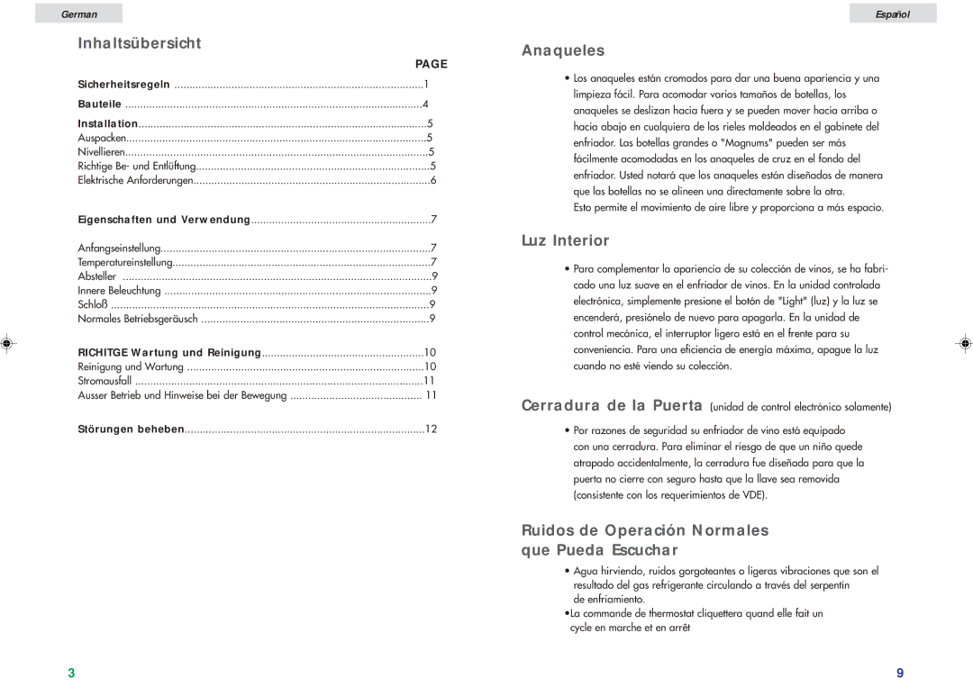 Haier JC-82G Inhaltsübersicht, Anaqueles, Luz Interior, Ruidos de Operación Normales que Pueda Escuchar, Störungen beheben 