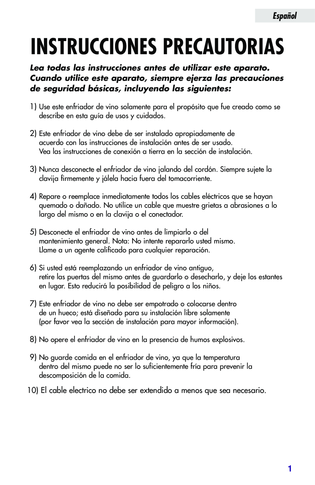 Haier JC-82GB manual Instrucciones Precautorias, Español 