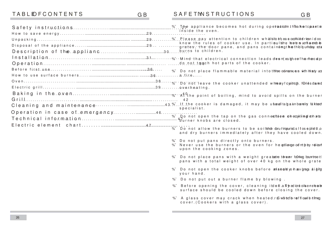 Haier KGG5202-A1, KGG6201-A1, KGG6202-A1, KGG5201-A1 manual Table of Contents, Safety Instructions 