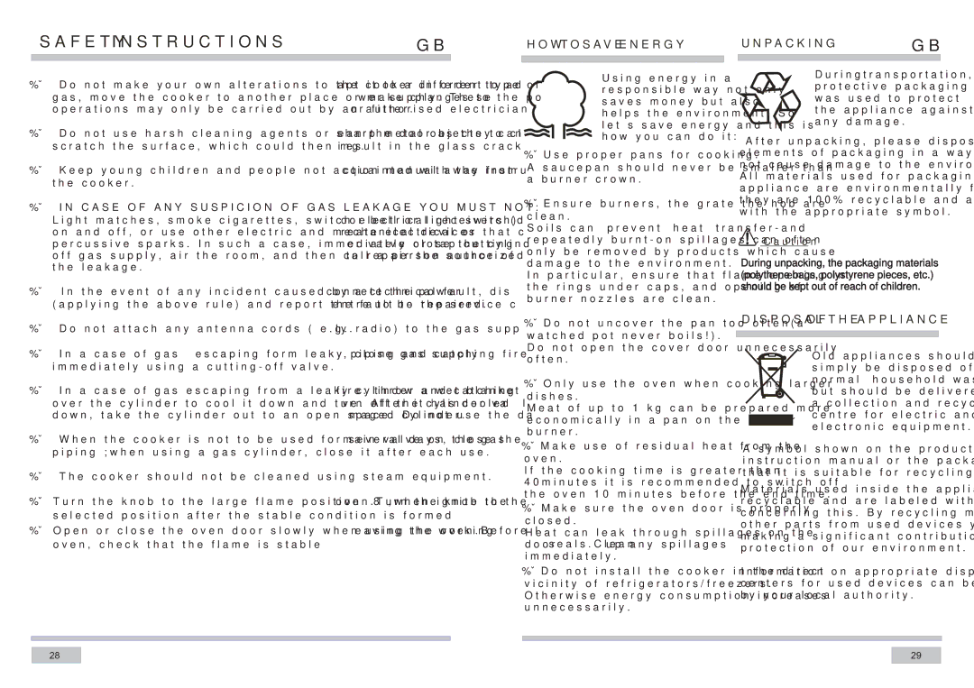 Haier KGG5201-A1, KGG6201-A1, KGG6202-A1, KGG5202-A1 manual HOW to Save Energy Unpacking 