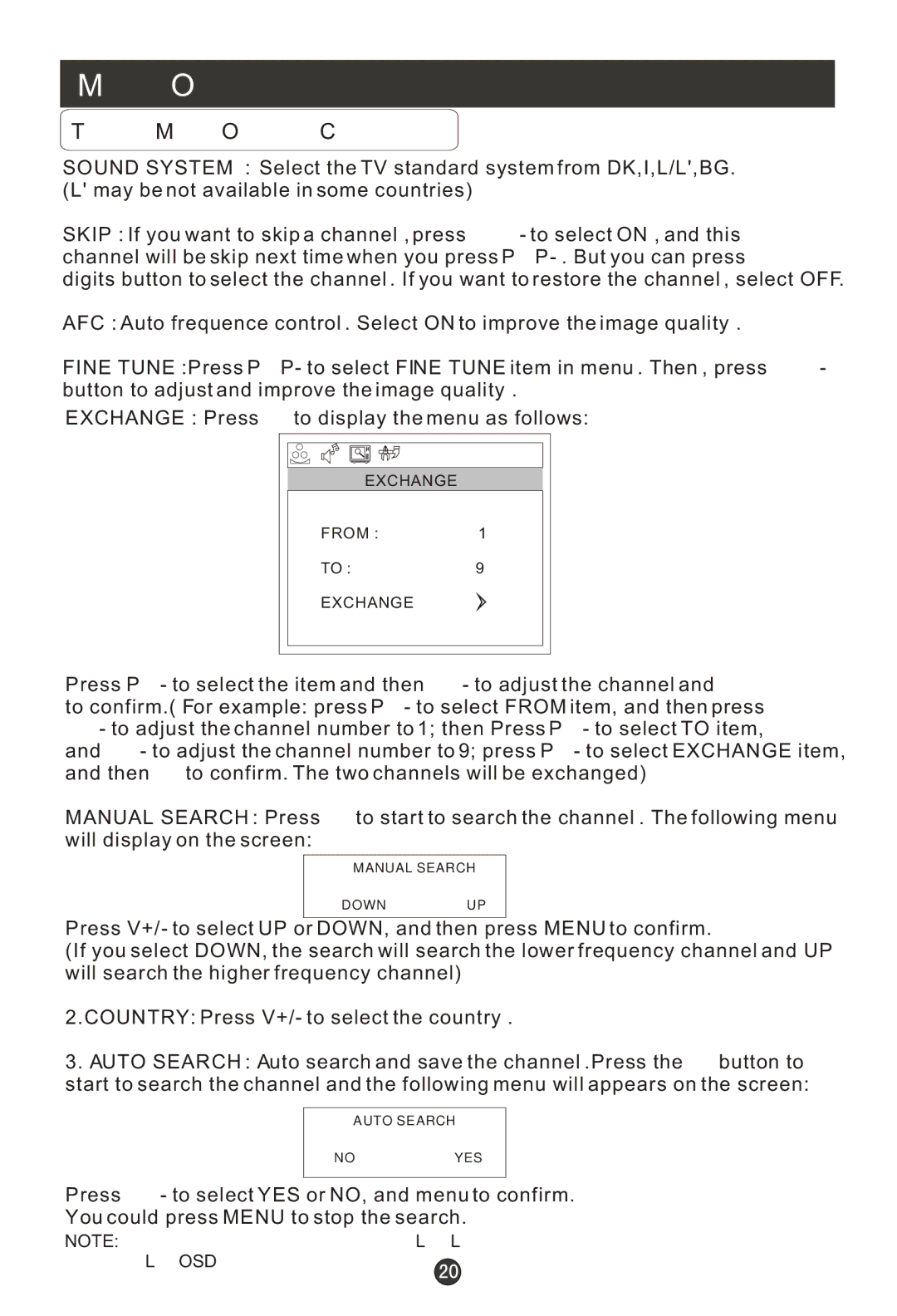 Haier L15T11W-A user manual System to L in OSD 