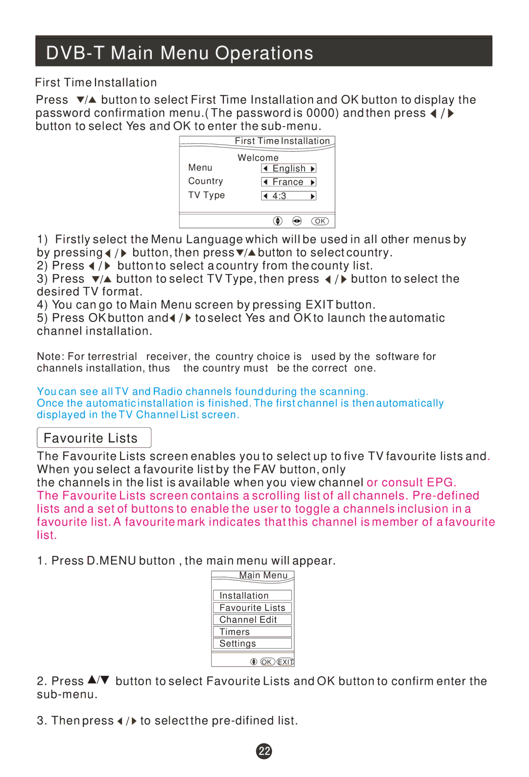 Haier L15T11W-A user manual Favourite Lists 