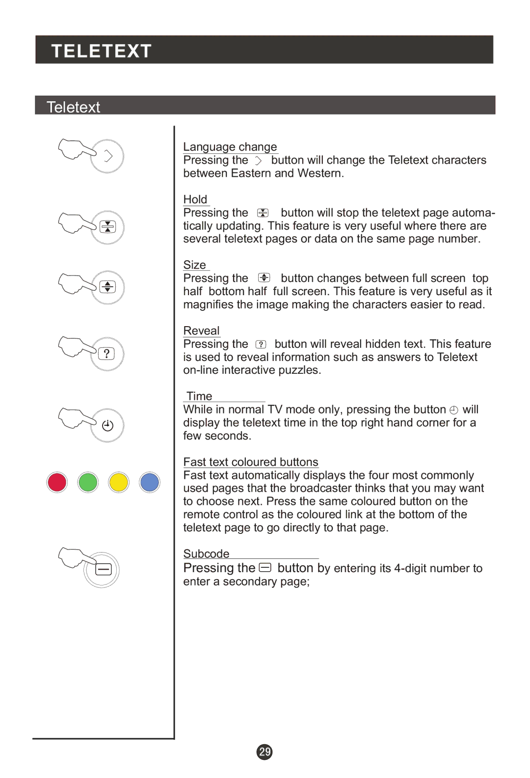 Haier L15T11W-A user manual Teletext 