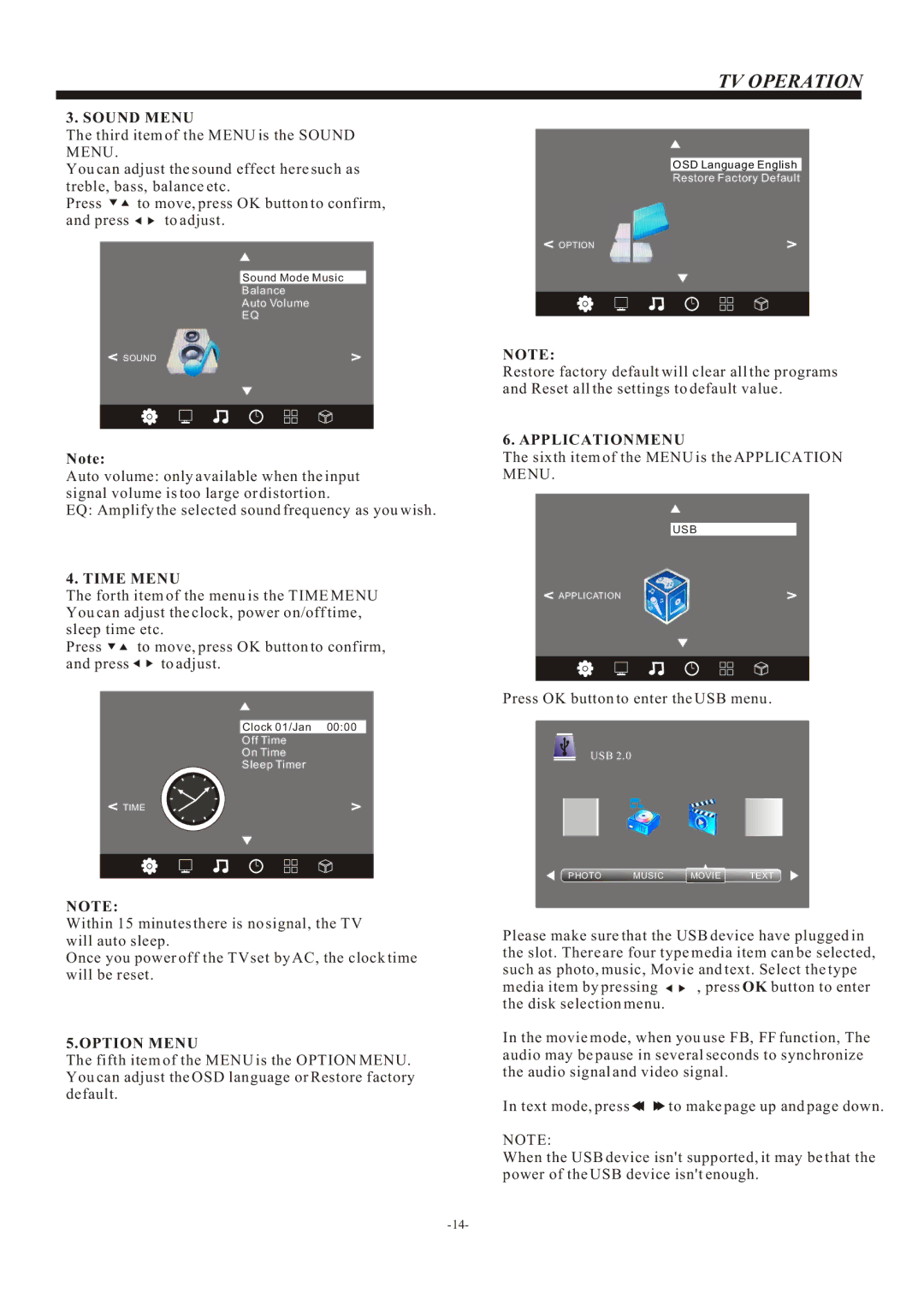 Haier L19 M3, L24M3, L22M3 owner manual Sound Menu 