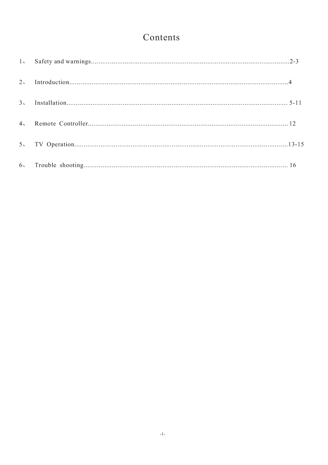 Haier L22M3, L19 M3, L24M3 owner manual Contents 