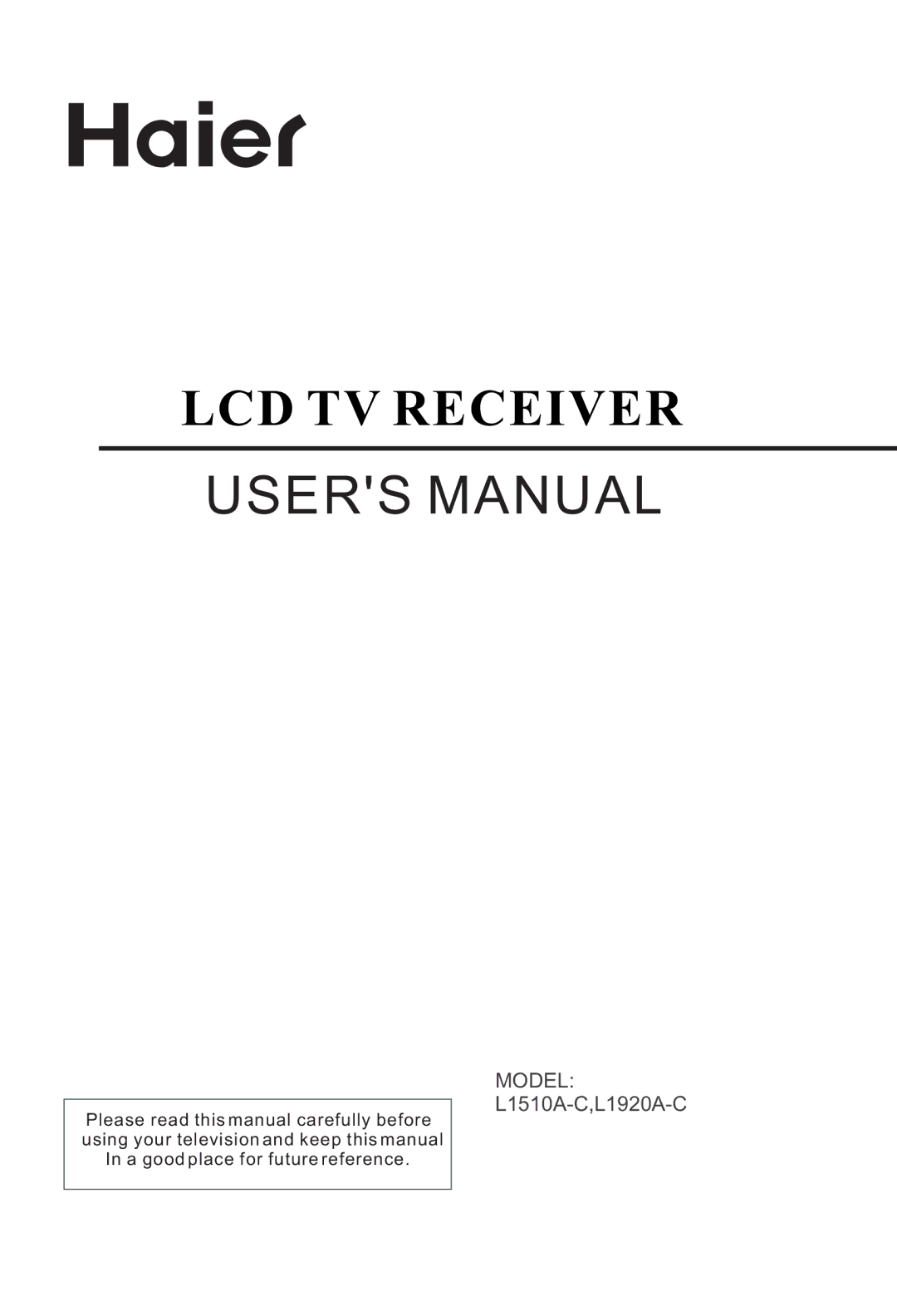 Haier L1920A-C user manual LCD TV Receiver 