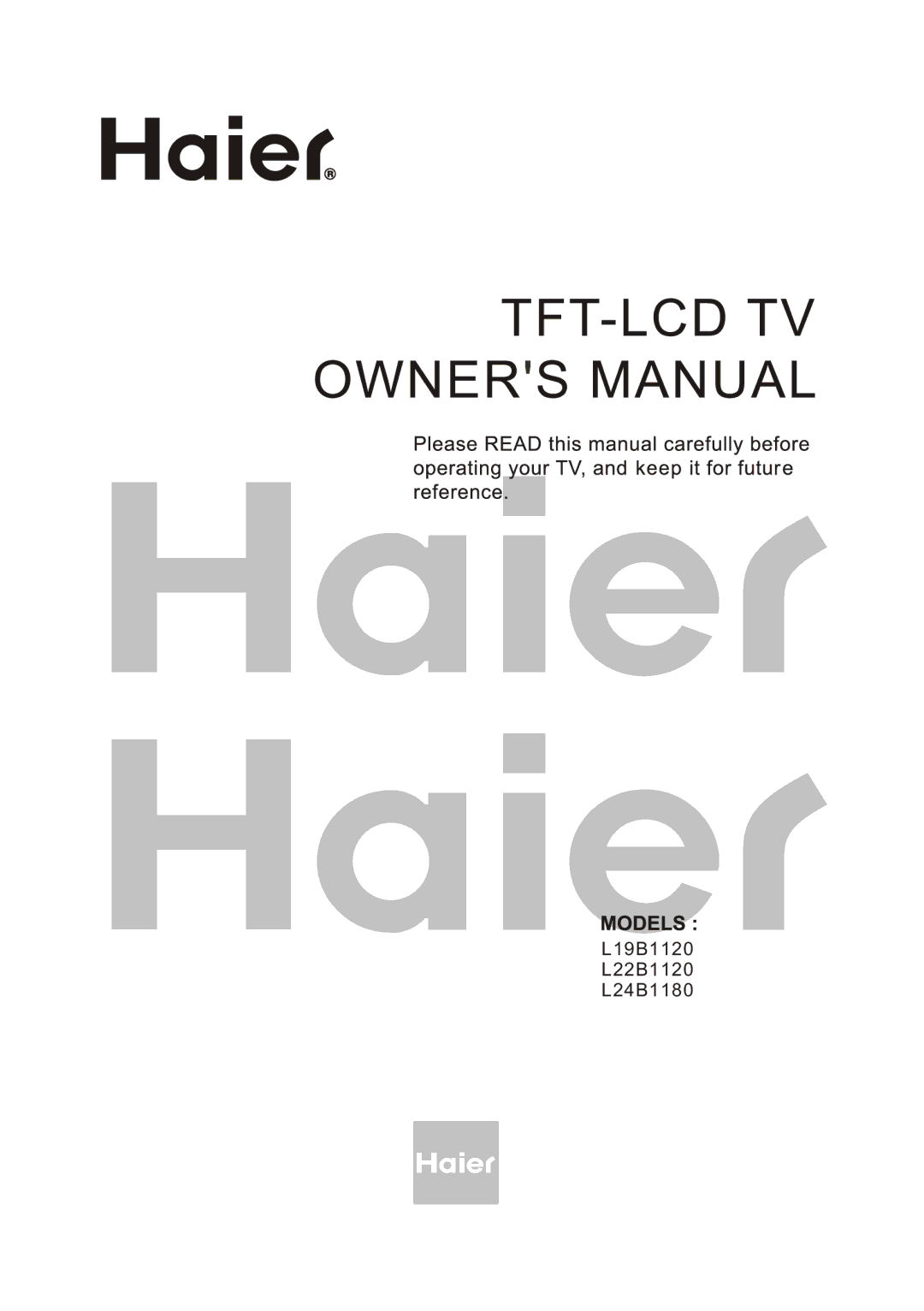 Haier manual L19B1120 L22B1120 L24B1180 