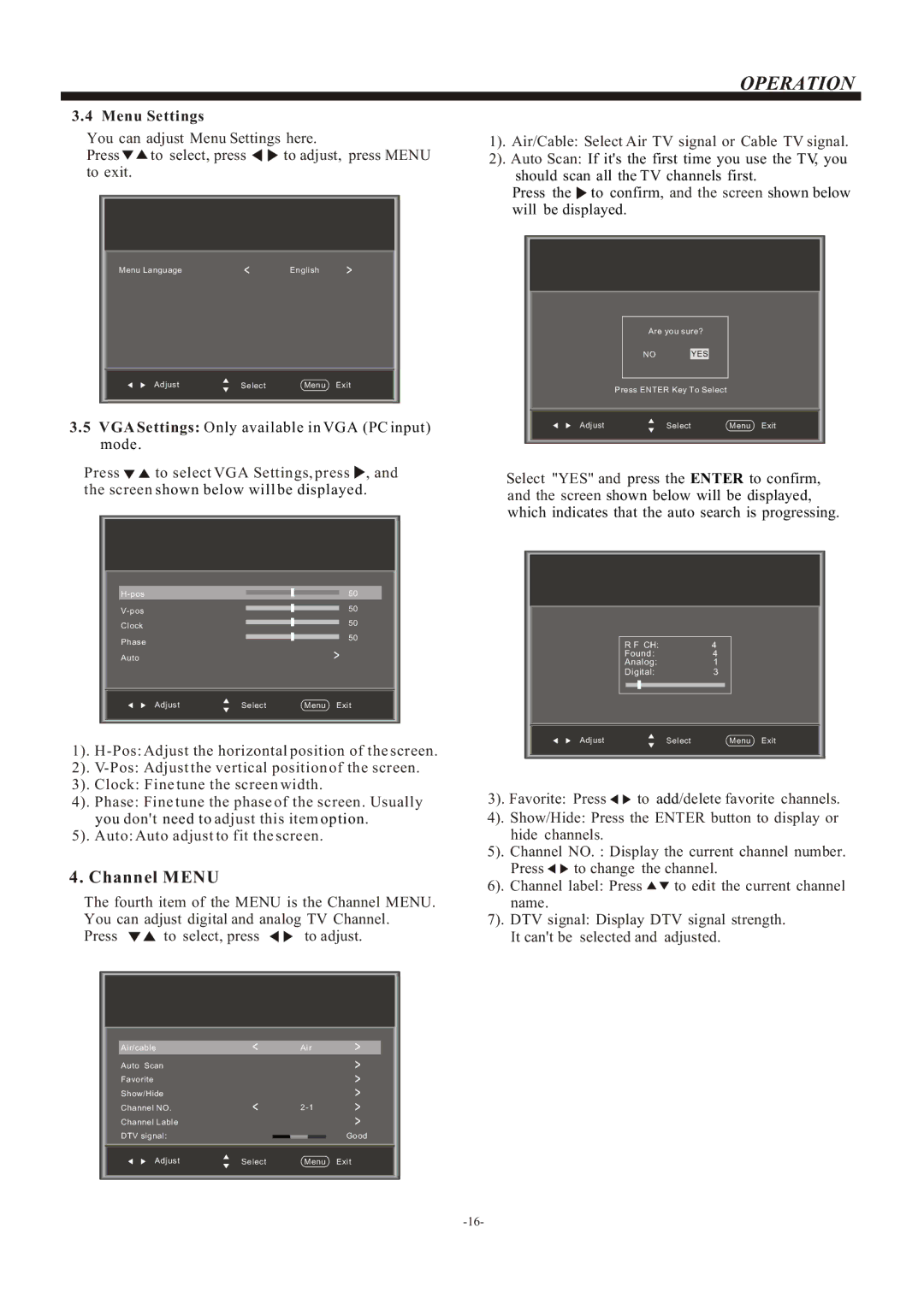 Haier L24B1180, L19B1120, L22B1120 manual Channel Menu 