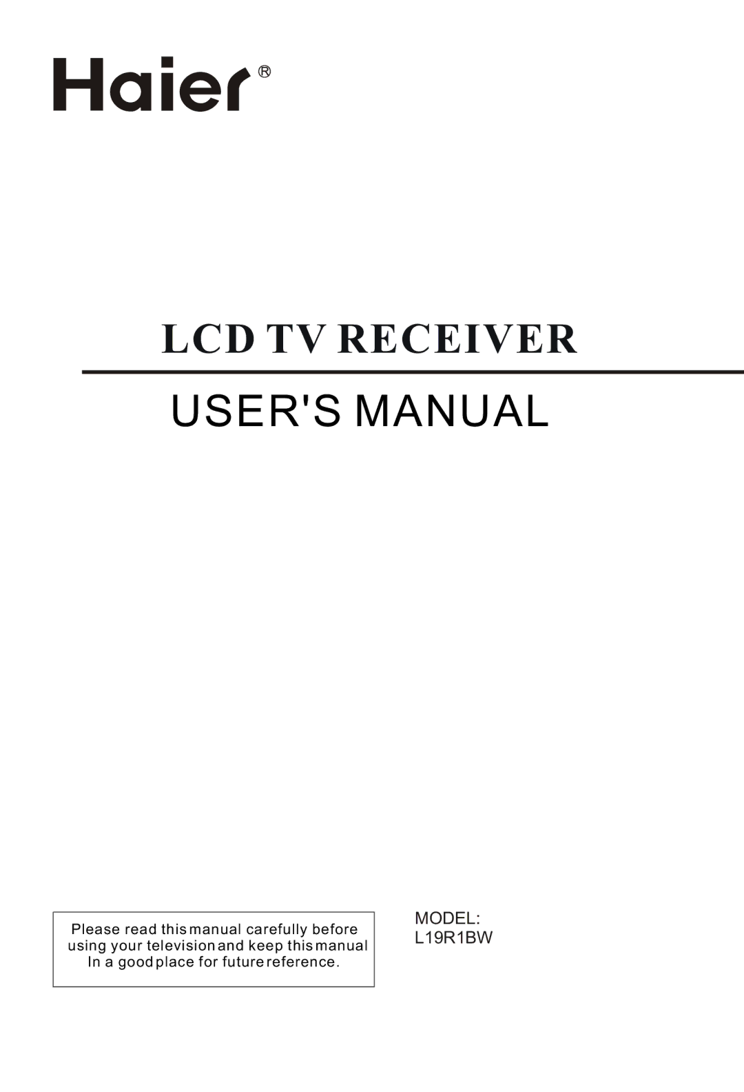 Haier L19R1BW user manual LCD TV Receiver 