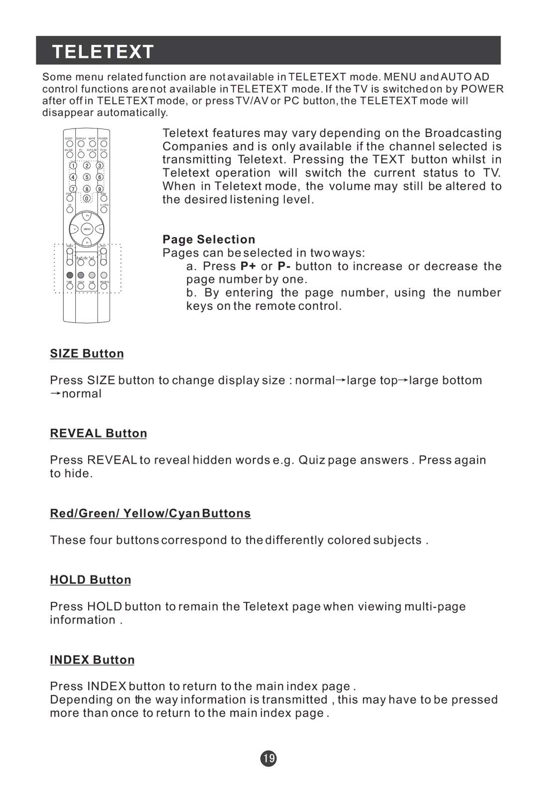 Haier L20A11W, L2009-A user manual Teletext 