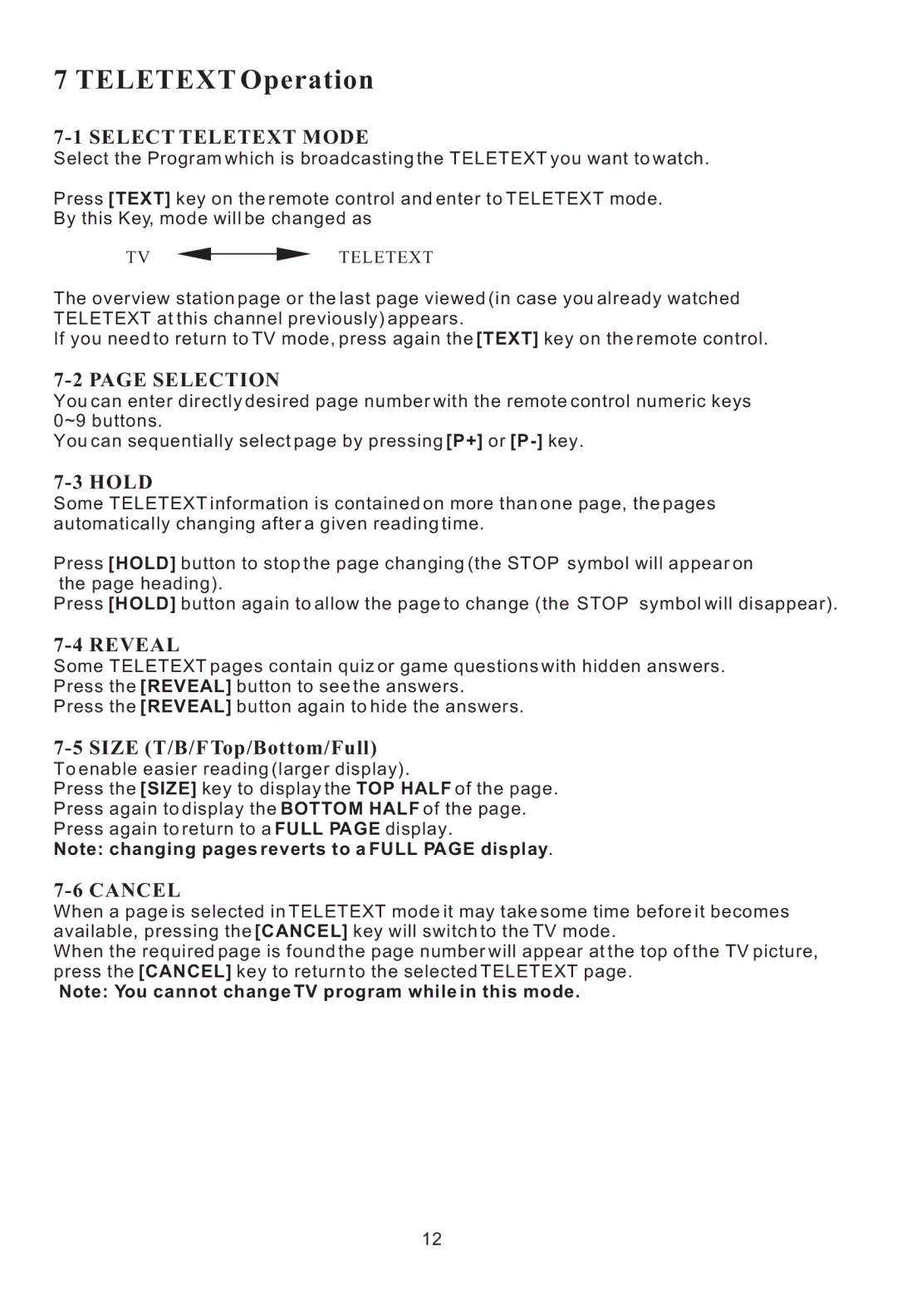 Haier L20AV6-A0, L17L6A-G1 user manual Teletext Operation, Select Teletext Mode 