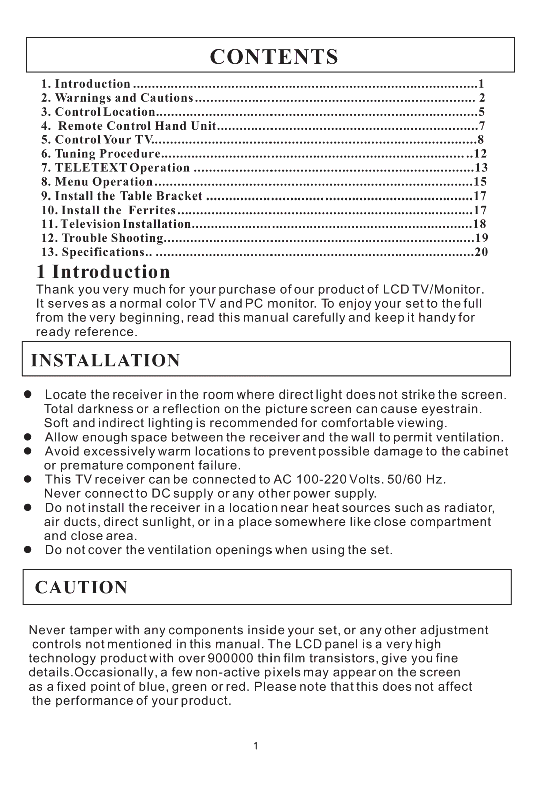 Haier L20AV6-A0, L17L6A-G1 user manual Contents 