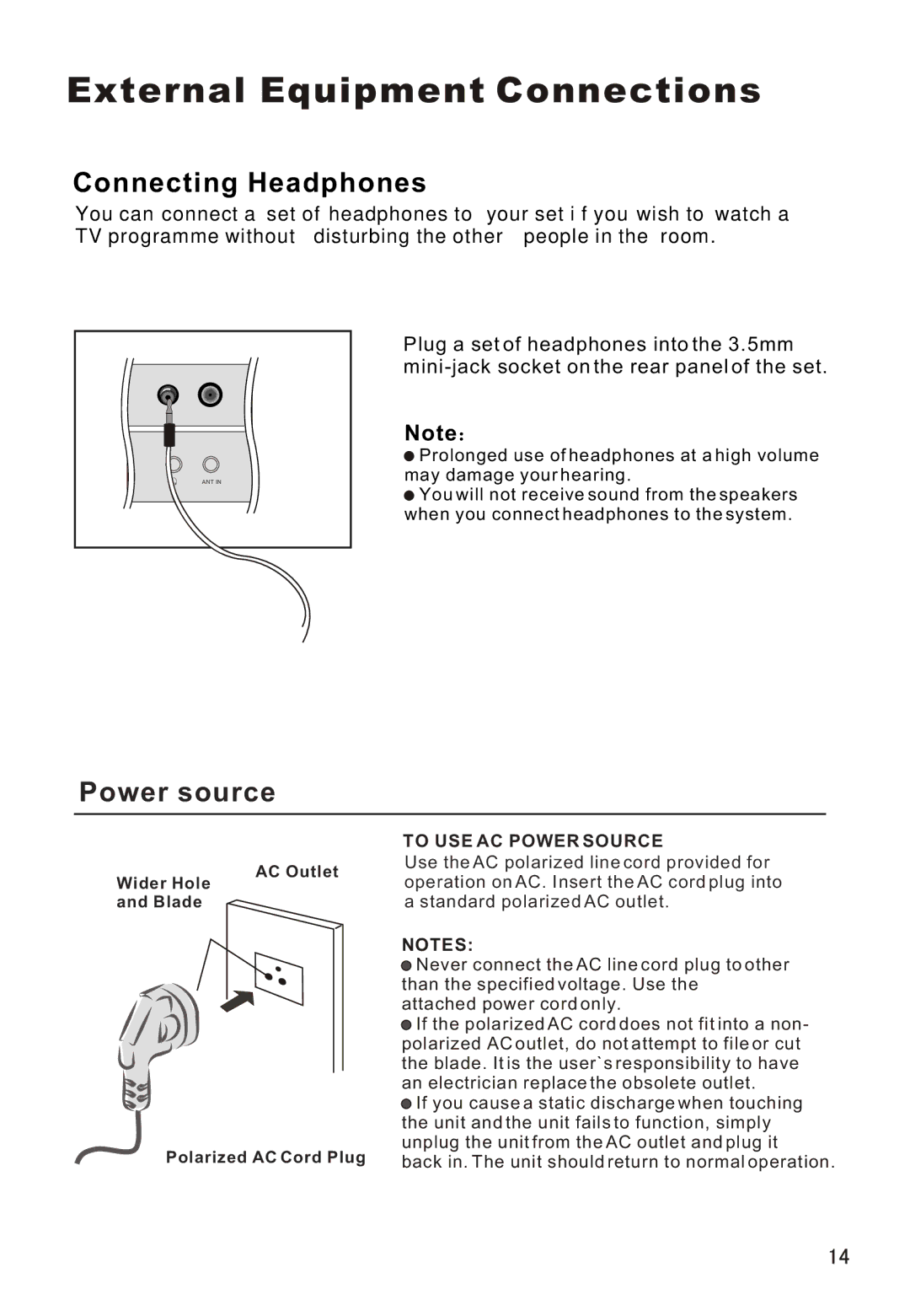 Haier L26A16 owner manual Power source 