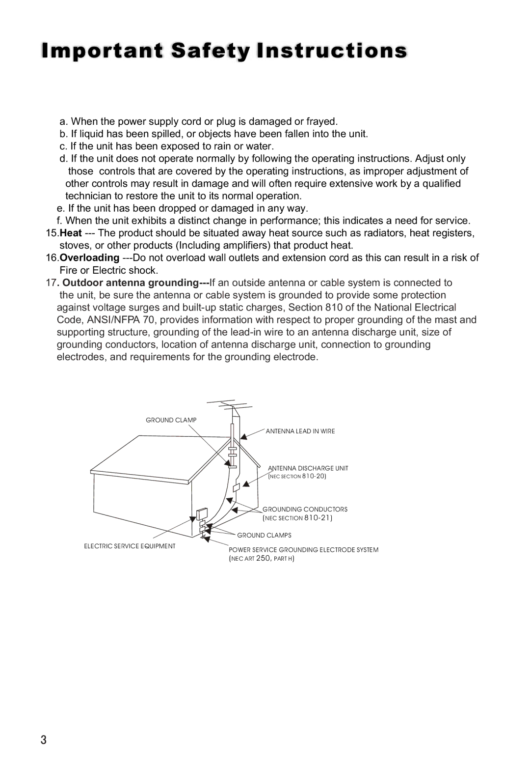 Haier L26A16 owner manual Grounding Conductors 