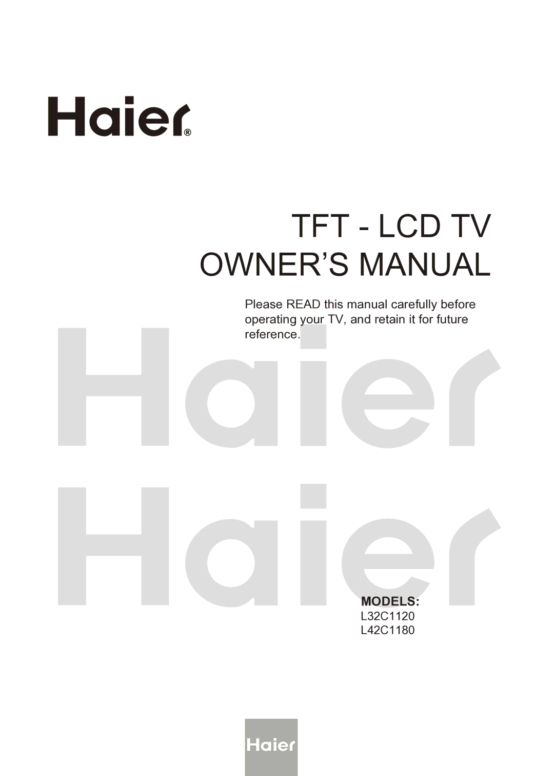 Haier L31C1180 owner manual Models 