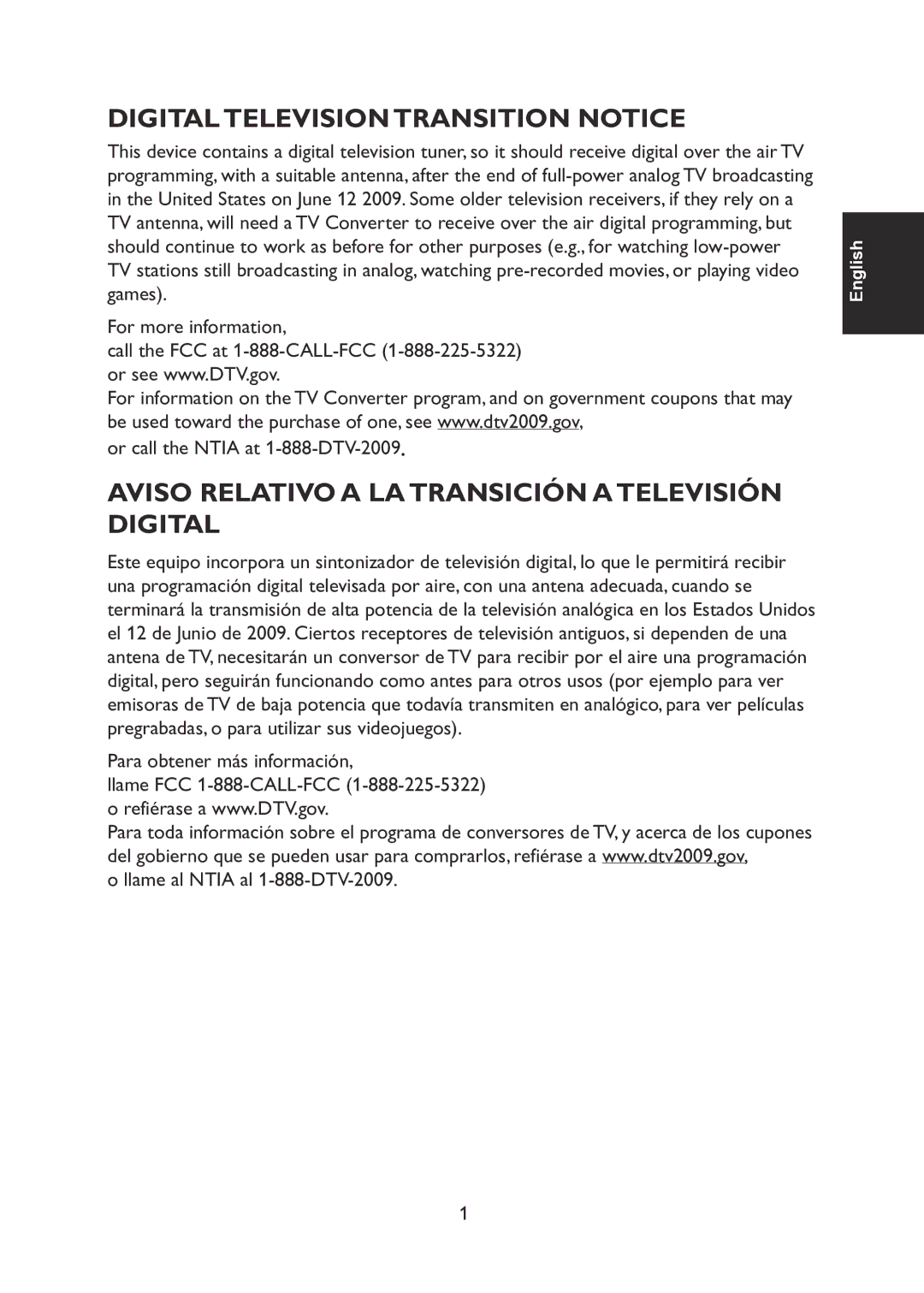 Haier L31C1180 owner manual Digital Television Transition Notice, Aviso Relativo a LA Transición a Televisión Digital 