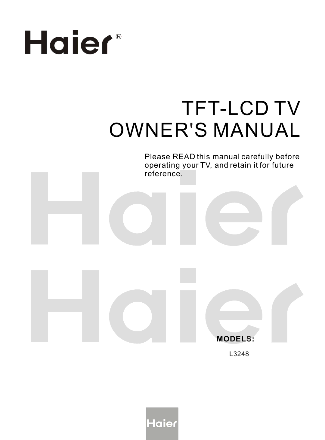 Haier L3248 owner manual Models 